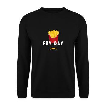 pommes fry fast food french fries freitag nerd LOl - Unisex Pullover - Schwarz - Vorne - Alina (178cm) & Michal (187cm)