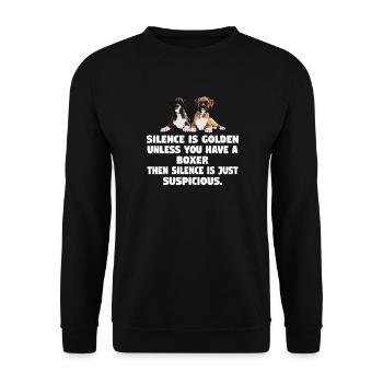 Le silence du chien boxeur est d’or à moins que - Sweat-shirt Unisexe - noir - Devant - Alina (178cm) & Michal (187cm)