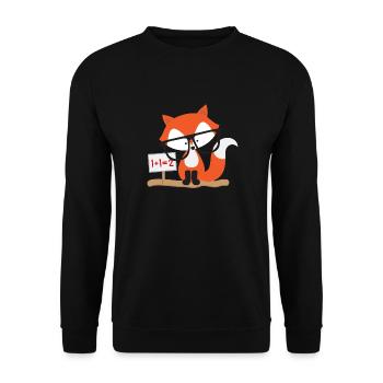 Kindermotiv: schlauer Fuchs rechnet - Unisex Pullover - Schwarz - Vorne - Alina (178cm) & Michal (187cm)