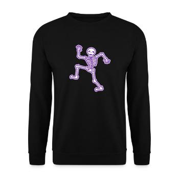Kindermotive tanzendes Skelett Kindershirt Knochen - Unisex Pullover - Schwarz - Vorne - Alina (178cm) & Michal (187cm)