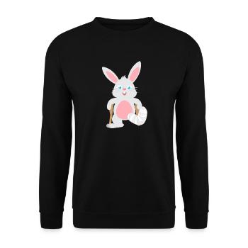 Kindershirt Hase mit Gipsbein Tiershirt Hase - Unisex Pullover - Schwarz - Vorne - Alina (178cm) & Michal (187cm)