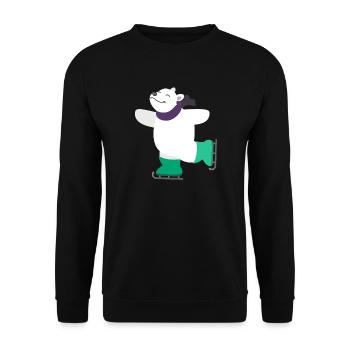 Kindermotiv Tiershirt Geschenkidee Eisbär auf Eis - Unisex Pullover - Schwarz - Vorne - Alina (178cm) & Michal (187cm)