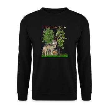 wolf 2 - Unisex Pullover - Schwarz - Vorne - Alina (178cm) & Michal (187cm)