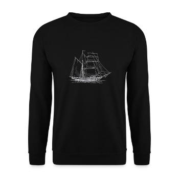 Sail T-shirt sailboat with drawn ship - Unisex Sweatshirt - black - Front - Alina (178cm) & Michal (187cm)