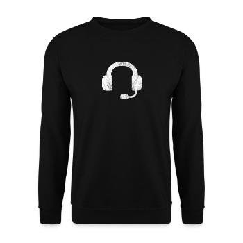 Headset / Kopfhörer / DJ / Gamer - Unisex Pullover - Schwarz - Vorne - Alina (178cm) & Michal (187cm)