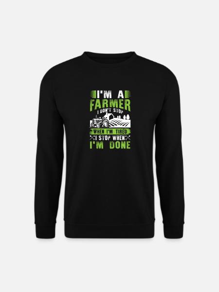 Jestem rolnikiem, nie zatrzymuję się, gdy jestem zmęczony - Unisex sweater - sort