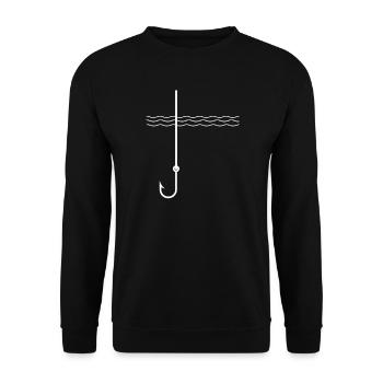 Angler T-shirt hook water cool modern nautilus - Unisex Sweatshirt - black - Front - Alina (178cm) & Michal (187cm)