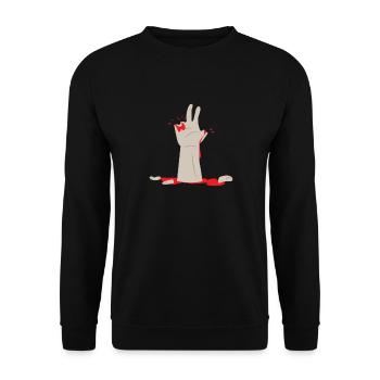 Halloween Hexen Geister Spuk Geschenkidee Kürbis - Unisex Pullover - Schwarz - Vorne - Alina (178cm) & Michal (187cm)