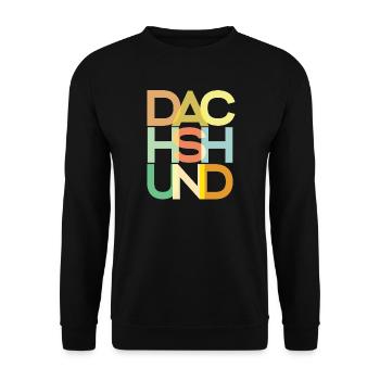 Dackelhund Hund Bunt - Unisex Pullover - Schwarz - Vorne - Alina (178cm) & Michal (187cm)
