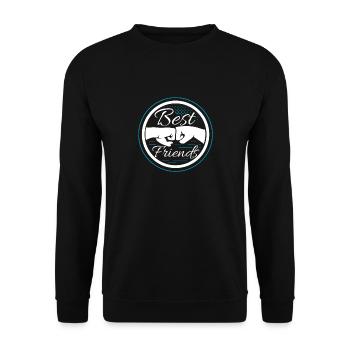 Beste Freunde Fäuste Badge - Unisex Pullover - Schwarz - Vorne - Alina (178cm) & Michal (187cm)