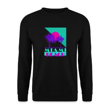 Miami Beach 80s - Unisex Pullover - Schwarz - Vorne - Alina (178cm) & Michal (187cm)