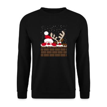 Père Noël et Rudolph - Sweat-shirt Unisexe - noir - Devant - Alina (178cm) & Michal (187cm)