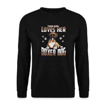Boxerhund Frauen Dieses Mädchen liebt ihren Boxerhund - Unisex Pullover - Schwarz - Vorne - Alina (178cm) & Michal (187cm)
