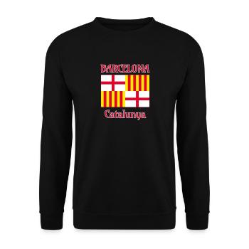 Barcelona flag in red white and yellow - Unisex Pullover - Schwarz - Vorne - Alina (178cm) & Michal (187cm)