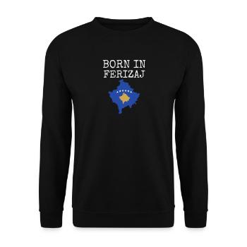 Kosovo Flag "Born in Ferizaj" - Unisex Sweatshirt - black - Front - Alina (178cm) & Michal (187cm)