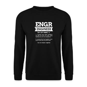 Engr Engineer Defintion Noun Geschenk Ingenieur - Unisex Pullover - Schwarz - Vorne - Alina (178cm) & Michal (187cm)