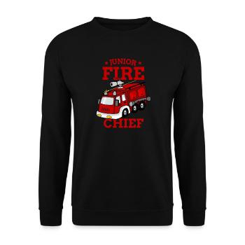 Junior Fire Chief Fire Department Kids Gift - Unisex Sweatshirt - black - Front - Alina (178cm) & Michal (187cm)
