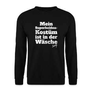 Costume De Super-Héros Est Dans Le Linge Carnaval de Cologne - Sweat-shirt Unisexe - noir - Devant - Alina (178cm) & Michal (187cm)