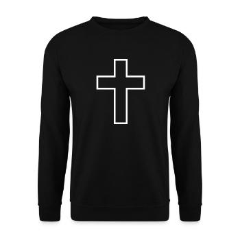 White Cross / Cross In White / Gift - Unisex Sweatshirt - black - Front - Alina (178cm) & Michal (187cm)
