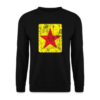 Red star on a yellow background and vintage effect - Unisex Sweatshirt - black - Front - Alina (178cm) & Michal (187cm)