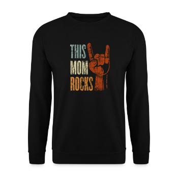 This Mom Rocks Rock n Roll Heavy Metal Geschenk - Unisex Pullover - Schwarz - Vorne - Alina (178cm) & Michal (187cm)