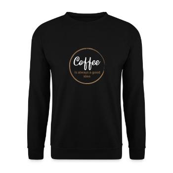Kaffee ist immer eine gute Idee - Unisex Pullover - Schwarz - Vorne - Alina (178cm) & Michal (187cm)