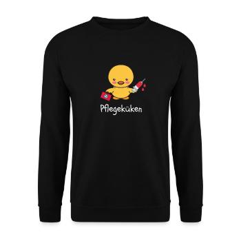 Pflegeküken - Neu in der Pflege oder Azubi? - Unisex Pullover - Schwarz - Vorne - Alina (178cm) & Michal (187cm)