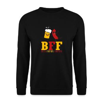Beer Friends Forever - Unisex Pullover - Schwarz - Vorne - Alina (178cm) & Michal (187cm)
