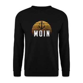Moin Hamburg Anker Hamburger Hafen Fan Stadt HH - Unisex Pullover - Schwarz - Vorne - Alina (178cm) & Michal (187cm)