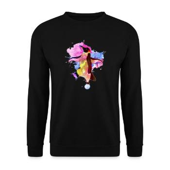 Kosmischer Pinguin Aquarell - Unisex Pullover - Schwarz - Vorne - Alina (178cm) & Michal (187cm)