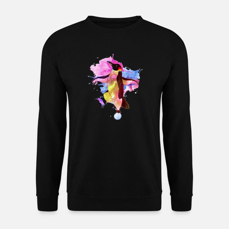 Kosmischer Pinguin Aquarell - Unisex Pullover - Schwarz
