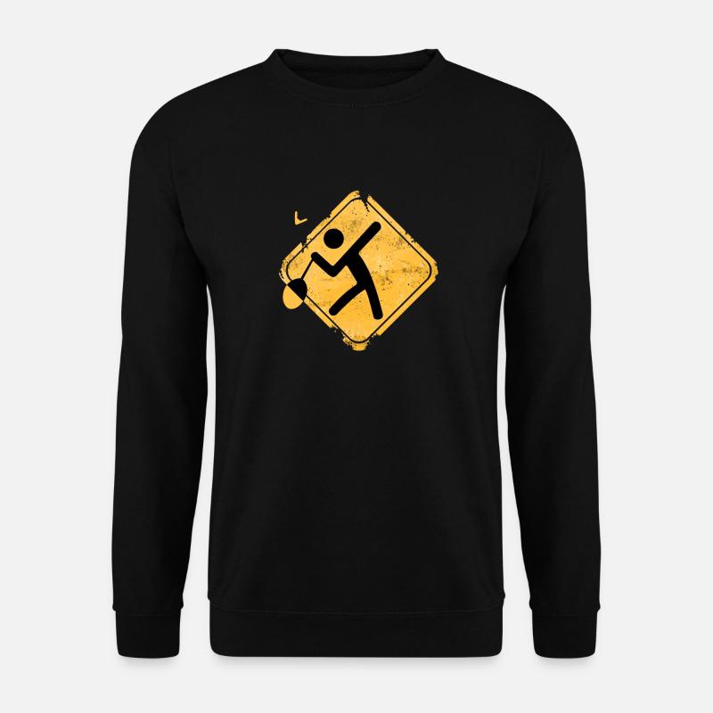 Grunge Badminton Crossing Warnschild - Unisex Pullover - Schwarz