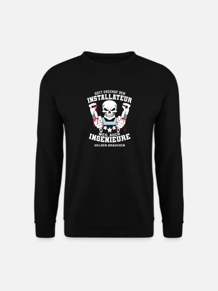 Installateur Shirt Gott erschuf den Installateur - Unisex Pullover - Schwarz