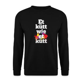Köln Et Kütt Wie Et Kütt Kölner Grundgesetz Kölsch - Unisex Pullover - Schwarz - Vorne - Alina (178cm) & Michal (187cm)