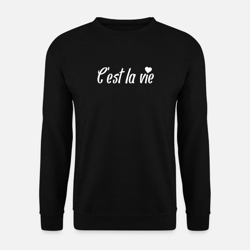 C’est la Vie Script with Heart - Sweat-shirt Unisexe - noir