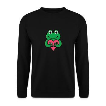 Heartfelt Frog Embrace - Unisex Sweatshirt - black - Front - Alina (178cm) & Michal (187cm)