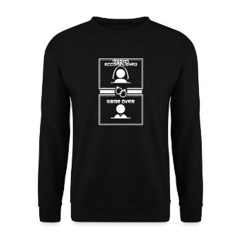 Game Finished Retro Motif - Unisex Sweatshirt - black - Front - Alina (178cm) & Michal (187cm)
