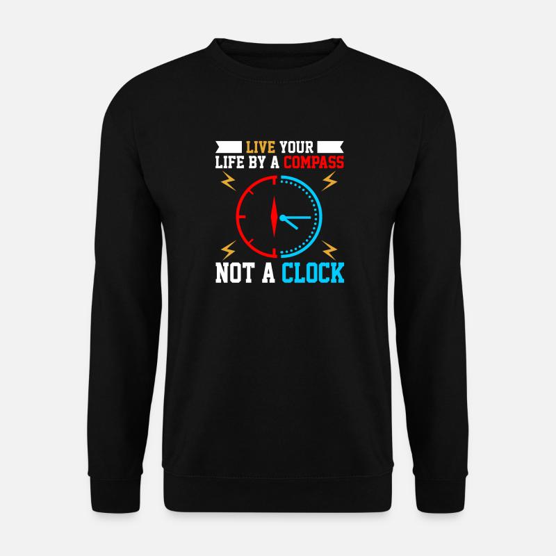 Wisdom Clock with Compass Motif - Unisex Sweatshirt - black