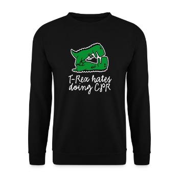 T-Rex hates doing CPR first aid nurse - Unisex Sweatshirt - black - Front - Alina (178cm) & Michal (187cm)