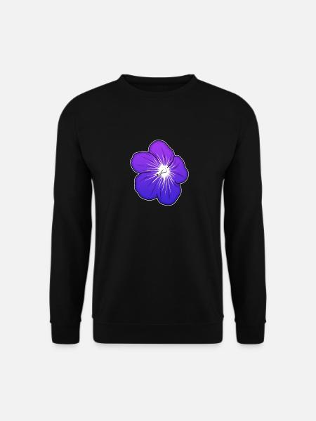 Violette Blütenillustration mit leuchtender Mitte - Unisex Pullover - Schwarz