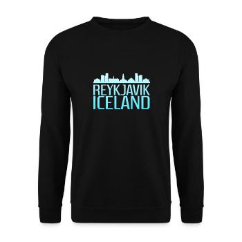 Reykjavik Icy Skyline Design - Unisex Sweatshirt - black - Front - Alina (178cm) & Michal (187cm)
