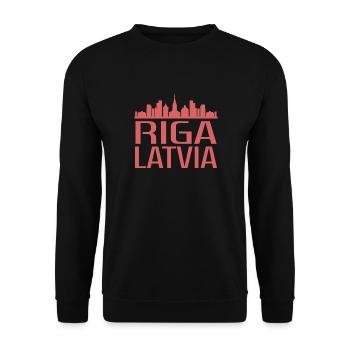Illustration élégante de la ligne d’horizon de Riga - Sweat-shirt Unisexe - noir - Devant - Alina (178cm) & Michal (187cm)