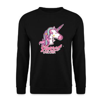 Süßer Unicorn Pastelltraum - Unisex Pullover - Schwarz - Vorne - Alina (178cm) & Michal (187cm)