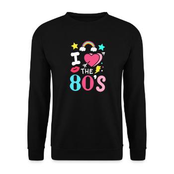 80s Eighties Party Music - Unisex Sweatshirt - black - Front - Alina (178cm) & Michal (187cm)