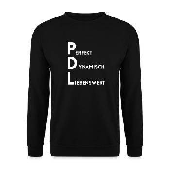 PDL Pflegedienstleitung Perfekt Dynamisch Lieben - Unisex Pullover - Schwarz - Vorne - Alina (178cm) & Michal (187cm)