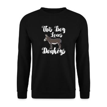Donkey - This Boy Loves Donkeys - Unisex Sweatshirt - black - Front - Alina (178cm) & Michal (187cm)