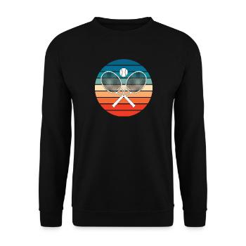 Tennis Crossed Tennis Racquets Retro - Unisex Sweatshirt - black - Front - Alina (178cm) & Michal (187cm)