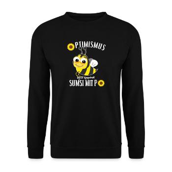 Sumsi mit Po Optimismus Biene Hummel Imker Honig - Unisex Pullover - Schwarz - Vorne - Alina (178cm) & Michal (187cm)