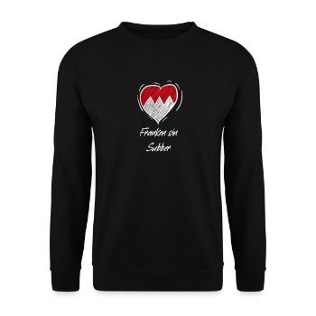 Franken Sin Subber Herz Love Frankenwappen - Unisex Pullover - Schwarz - Vorne - Alina (178cm) & Michal (187cm)