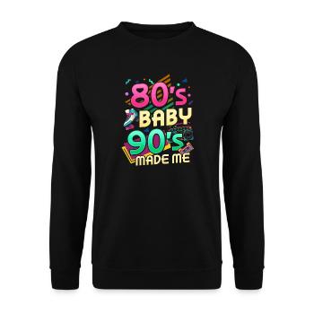 80s 90s Music Party Birthday - Unisex Sweatshirt - black - Front - Alina (178cm) & Michal (187cm)